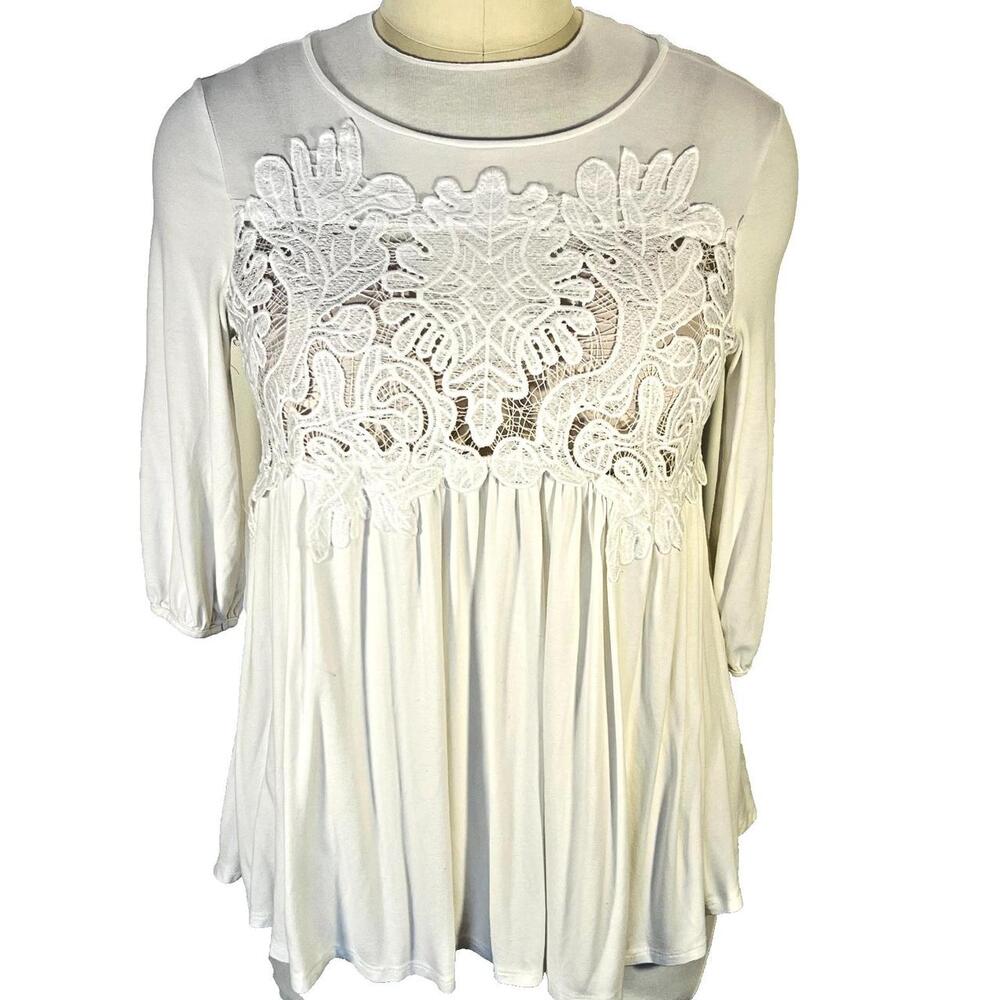 Cha Cha Vente Top Women XL White Knit Relaxed